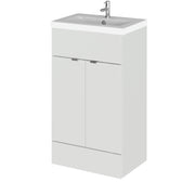 Hudson Reed Fusion Floor Standing 500mm Vanity Unit & Basin - Ceramic - Grey Mist Gloss
