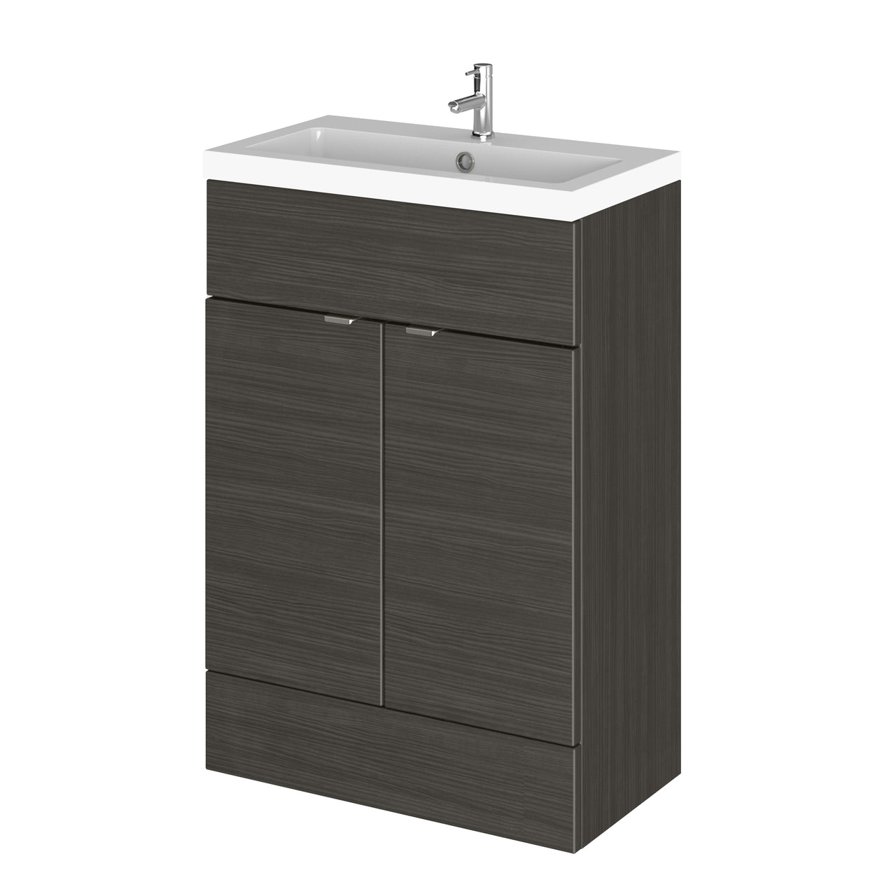 Hudson Reed Fusion Floor Standing 600mm Vanity Unit & Basin - Polymarble - Hacienda Black