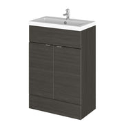 Hudson Reed Fusion Floor Standing 600mm Vanity Unit & Basin - Polymarble - Hacienda Black