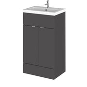 Hudson Reed Fusion Floor Standing 500mm Vanity Unit & Basin - Polymarble - Grey Gloss