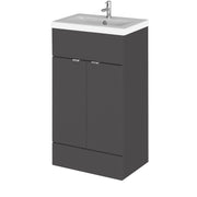 Hudson Reed Fusion Floor Standing 500mm Vanity Unit & Basin - Ceramic - Grey Gloss