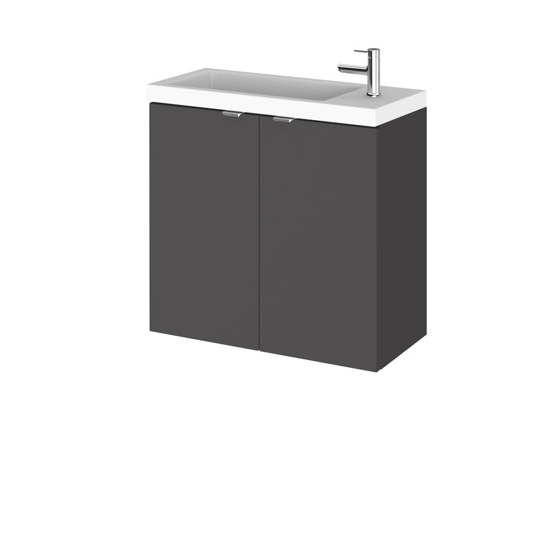 Hudson Reed Fusion Wall Hung Slimline 600mm Vanity Unit & Basin - Grey Gloss