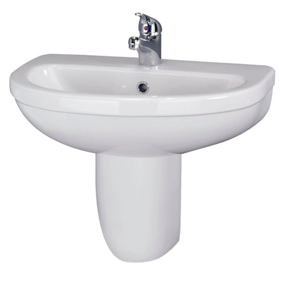 Jenson 550mm Basin With 1 Tap Hole & Semi Pedestal