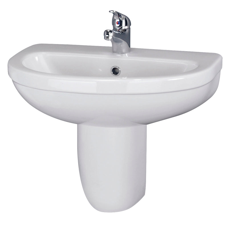 Jenson 550mm Basin With 1 Tap Hole & Semi Pedestal