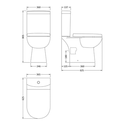 Marina Compact Close Coupled Toilet & Soft Close Seat