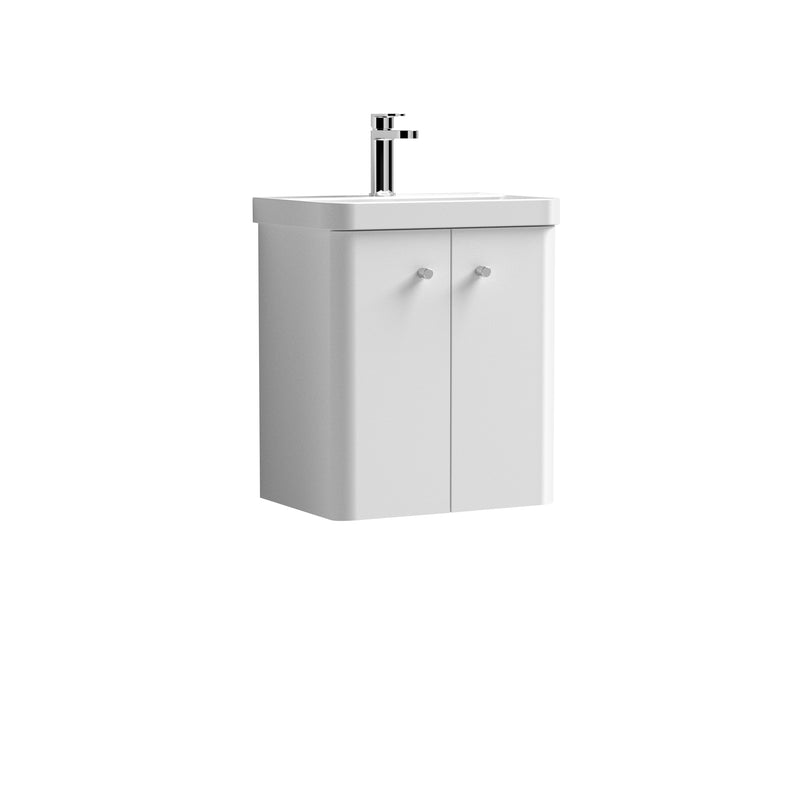 Capri 500mm Wall Hung 2 Door Unit & Basin - Gloss White