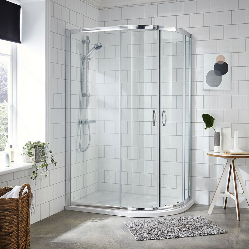 Stone Resin 40mm Offset Quadrant Shower Tray & Waste 1200 x 800mm Left Hand