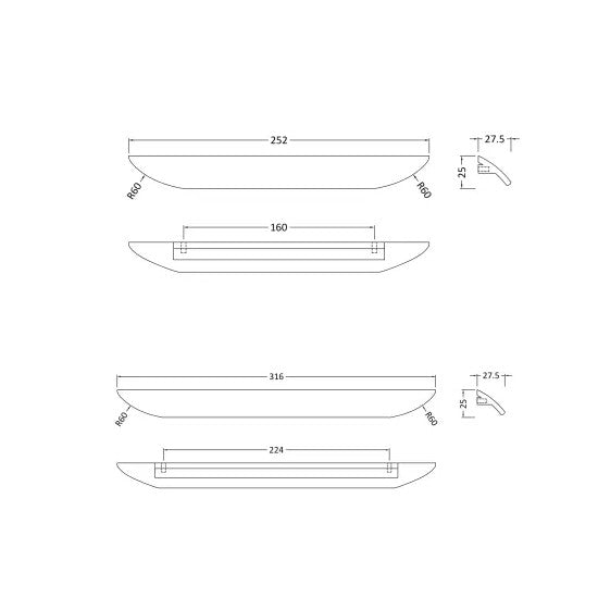 Finger Pull Furniture Handle - Matt Black