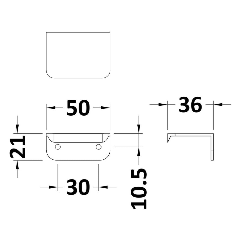 Hudson Reed Small Rear Fixed Handle - Brushed Brass