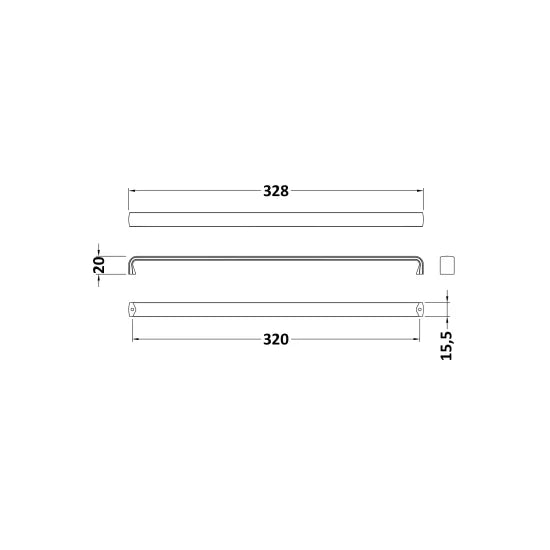 D Handle With 320mm Centres - Matt Black