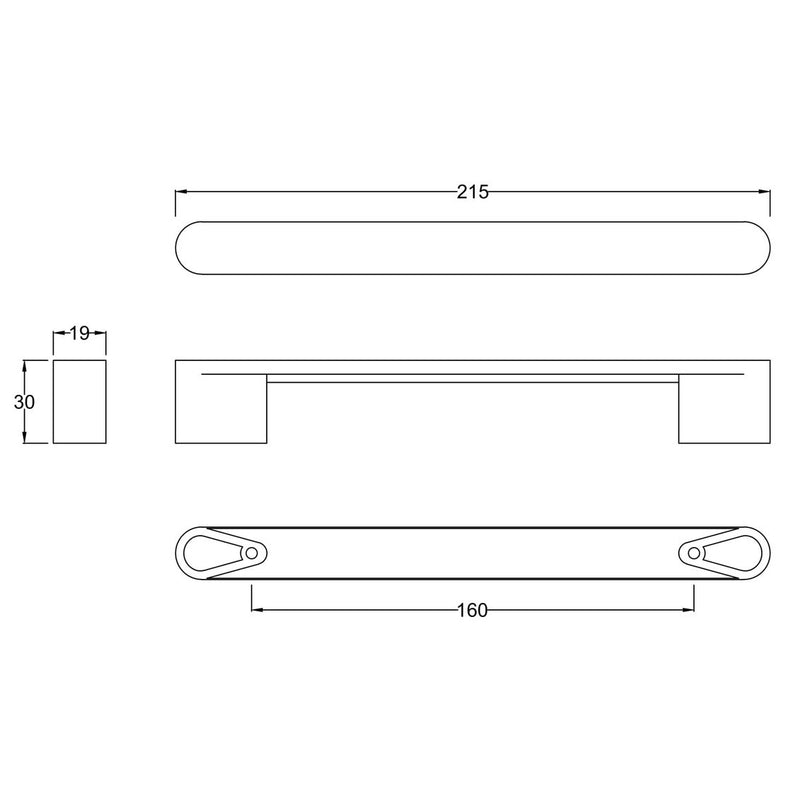 Nuie Rounded Handle Chrome - 160mm Centres