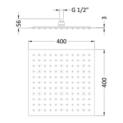 Cape Slimline Square Fixed Head Shower 400 x 400mm