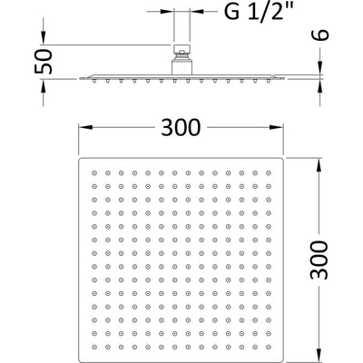 Cape Slimline Square Fixed Head Shower 300 x 300mm