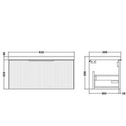 Hudson Reed Fluted Wall Hung 800mm Vanity Unit With 1 Drawer & Ceramic Basin