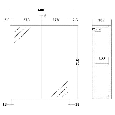 Hudson Reed Juno 600mm Mirror Cabinet