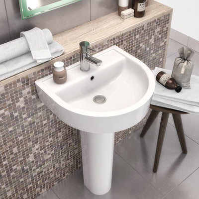 Hudson Reed Luna 520mm Basin & Full Pedestal
