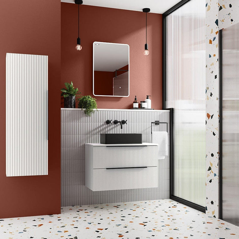 Hudson Reed Fluted Vanity Unit In Satin White