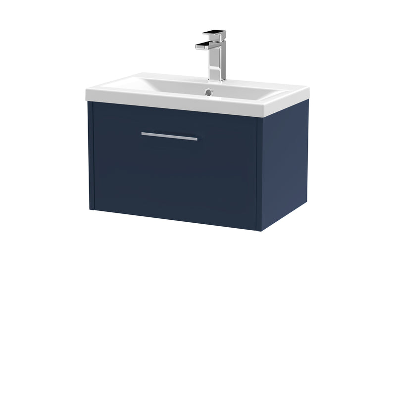 Hudson Reed Juno Wall Hung 600mm Vanity Unit With 1 Drawer & Mid-Edge Ceramic Basin - Matt Electric Blue
