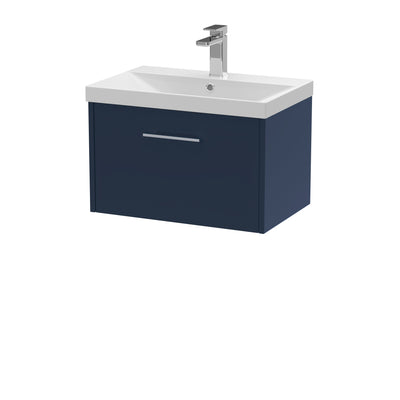 Hudson Reed Juno Wall Hung 600mm Vanity Unit With 1 Drawer & Thin Edge Ceramic Basin - Matt Electric Blue