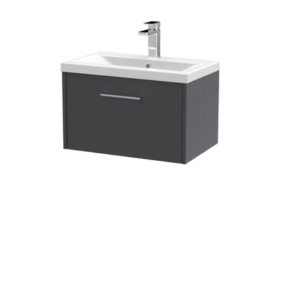 Hudson Reed Juno Wall Hung 600mm Vanity Unit With 1 Drawer & Mid-Edge Ceramic Basin - Graphite Grey