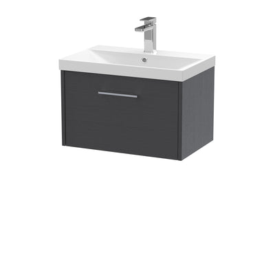Hudson Reed Juno Wall Hung 600mm Vanity Unit With 1 Drawer & Thin Edge Ceramic Basin - Graphite Grey