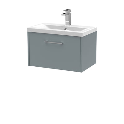 Hudson Reed Juno Wall Hung 600mm Vanity Unit With 1 Drawer & Mid-Edge Ceramic Basin - Matt Coastal Grey