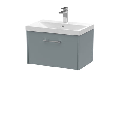 Hudson Reed Juno Wall Hung 600mm Vanity Unit With 1 Drawer & Thin Edge Ceramic Basin - Matt Coastal Grey