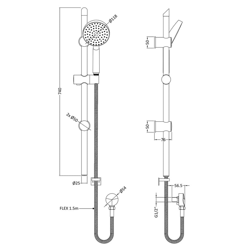 Capri Concealed Shower Package With Fixed Head & Rail Kit - Chrome