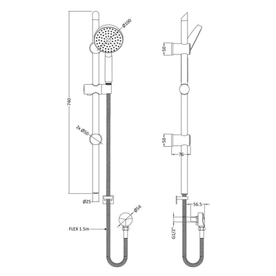Lana Slide Rail Shower Kit With Water Saving Handset