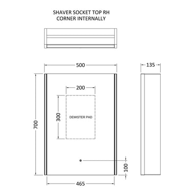 Lumin 500mm LED Touch Sensor Mirror Cabinet With Shaver Socket & Demister