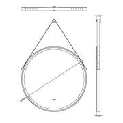 Hudson Reed Salana Brushed Brass Framed LED Touch Sensor Mirror With Brown Strap - 800 x 800mm