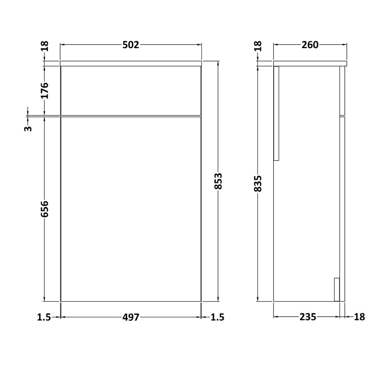 Cape 500mm Toilet Unit - Gloss Grey