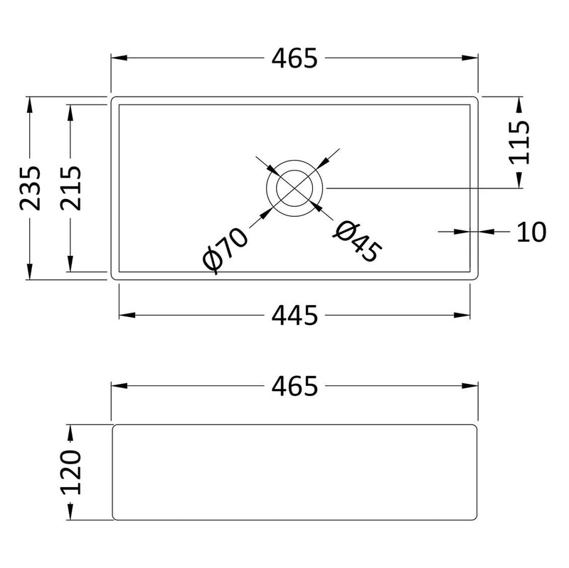 Nuie Vessel Rectangular Basin Without Overflow 465 x 235mm - White