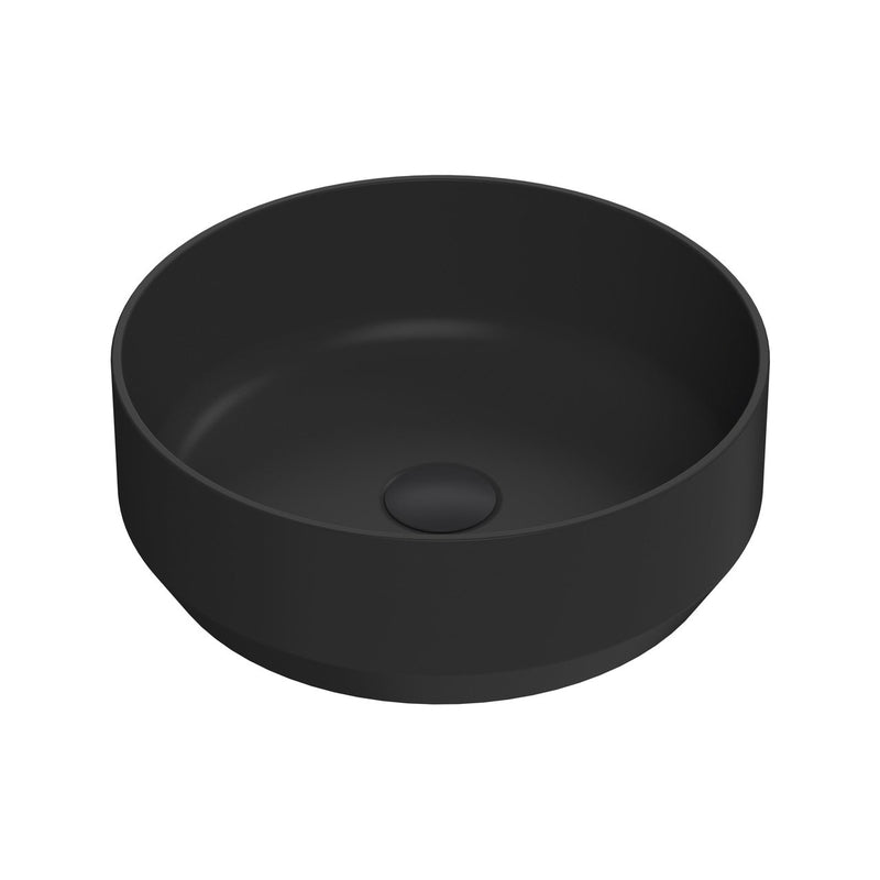 Hudson Reed Matt Black Luxe Round Counter Top Vessel Basin - 350 x 350mm