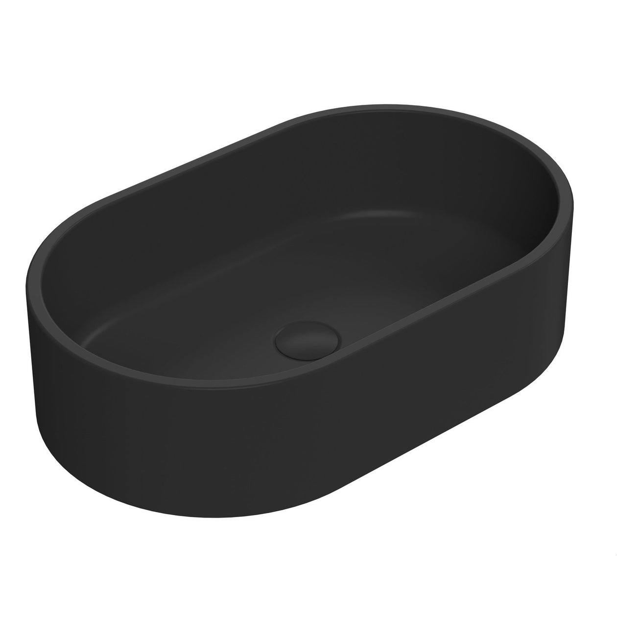 Hudson Reed Matt Black Luxe Oval Counter Top Vessel Basin - 565 x 350mm