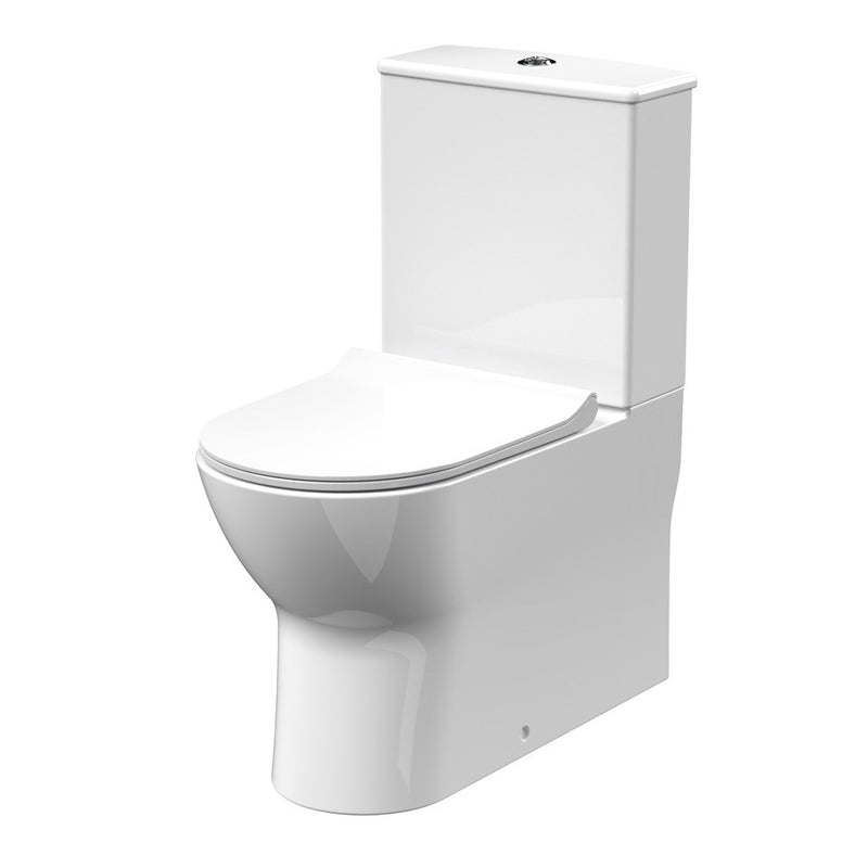 Nuie Freya Rimless Semi Flush To Wall Close Coupled Toilet & Soft Close Seat - 612mm Projection