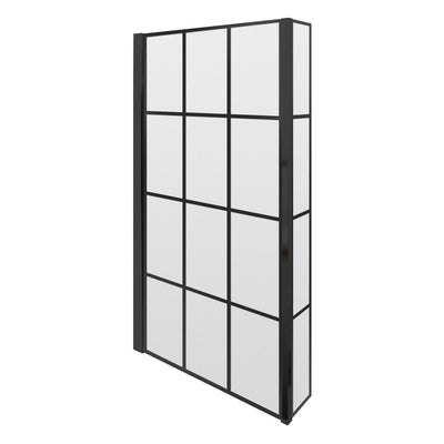 Cape Black Grid Hinged L Shape Shower Bath Screen With Fixed Return 805mm