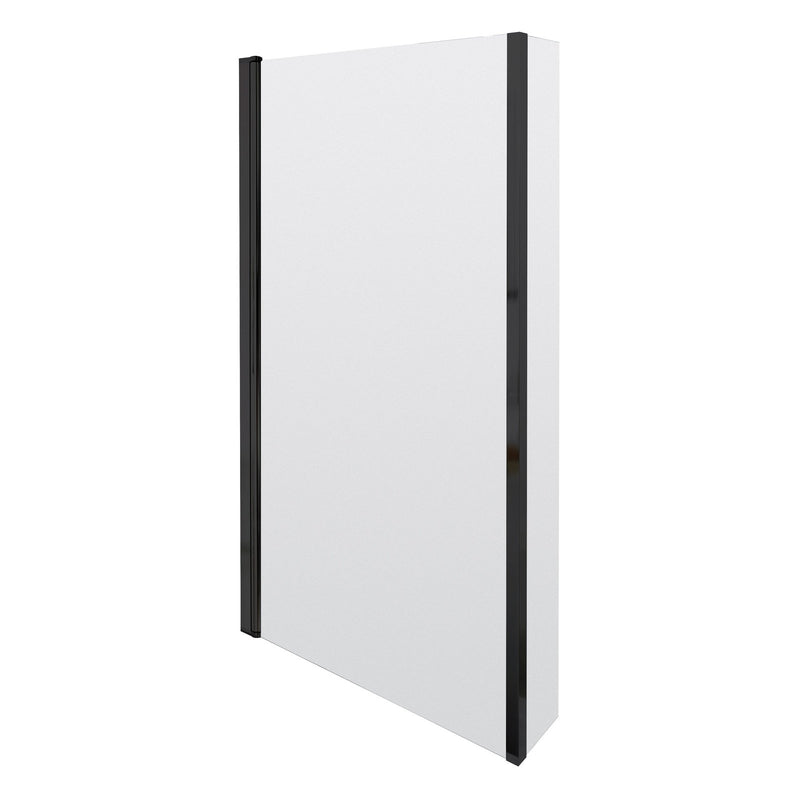 Cape Black Hinged L Shape Shower Bath Screen With Fixed Return 805mm