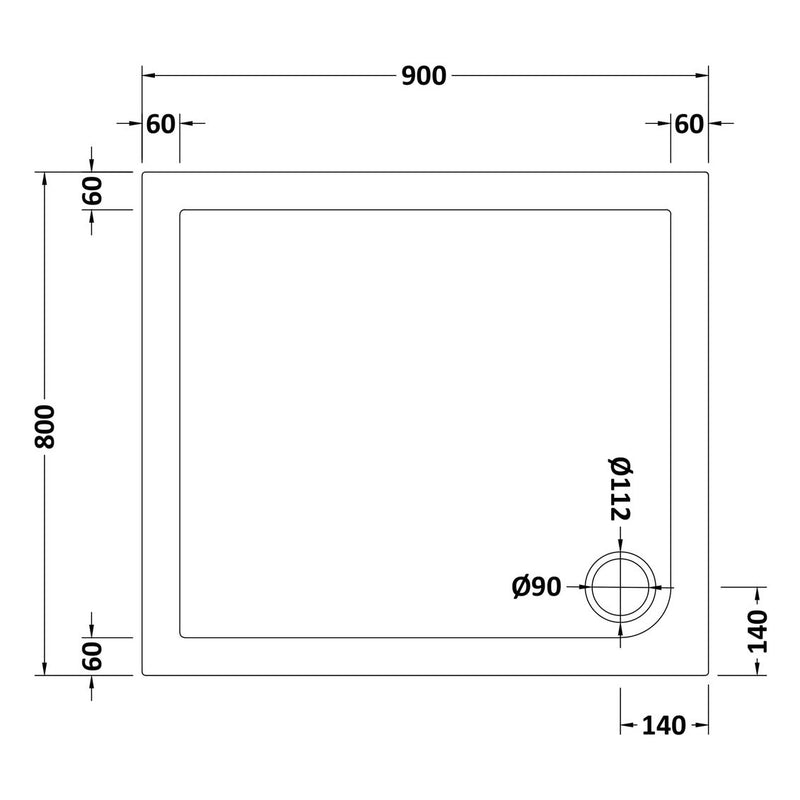 Stone Resin 40mm Rectangular Shower Tray & Waste 900 x 800mm