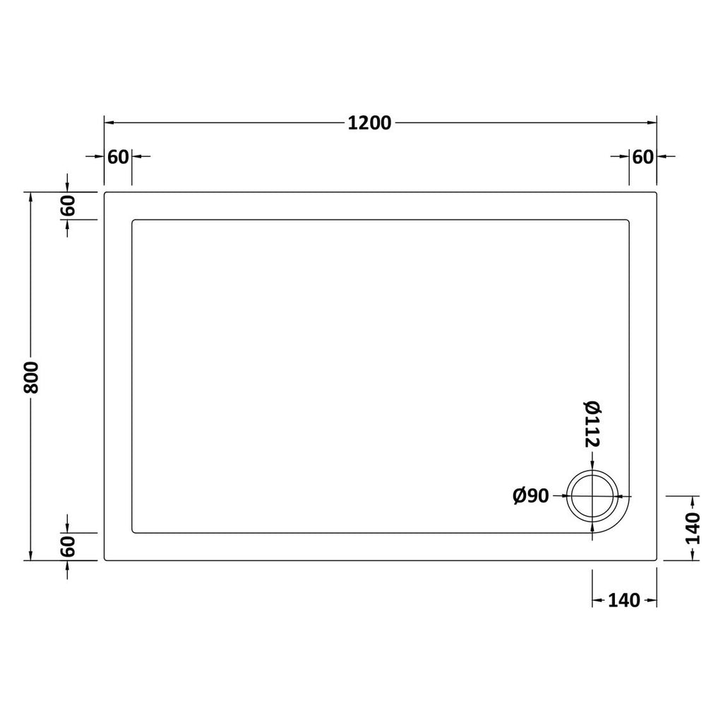 Nuie Pearlstone Rectangular Gloss White Stone Resin Shower Tray - 1200 x 800mm