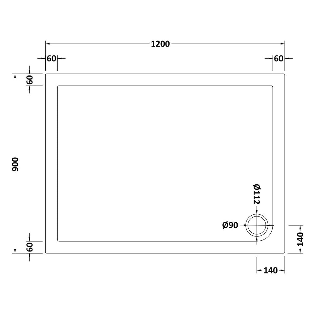 Nuie Pearlstone Rectangular Gloss White Stone Resin Shower Tray - 1200 x 900mm
