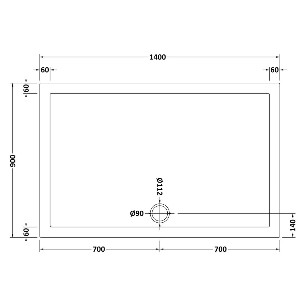 Nuie Pearlstone Rectangular Gloss White Stone Resin Shower Tray - 1400 x 900mm
