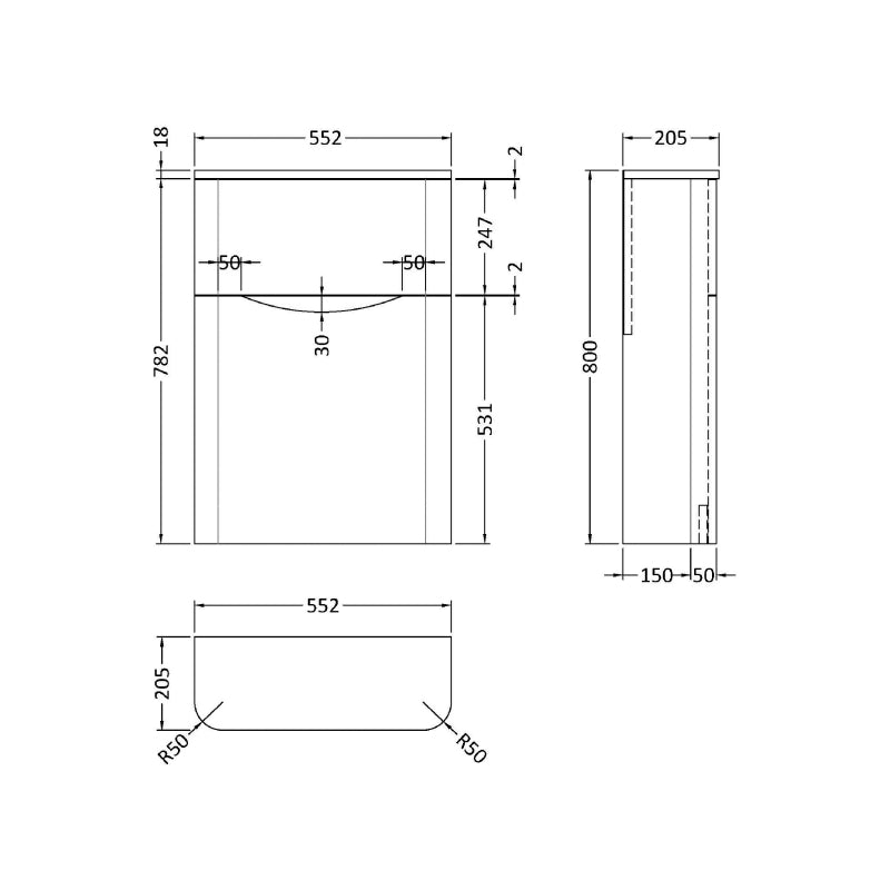 Nuie Lunar 550 x 205mm WC Unit (Without Cistern)