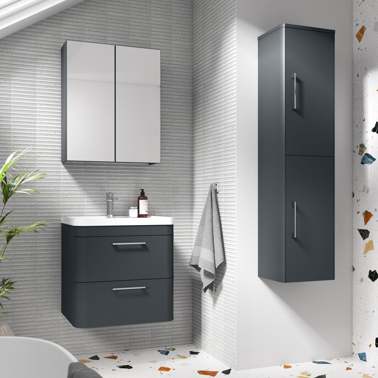 Nuie Parade 600 x 450mm Floor Standing Vanity Unit With 2 Drawers & Basin