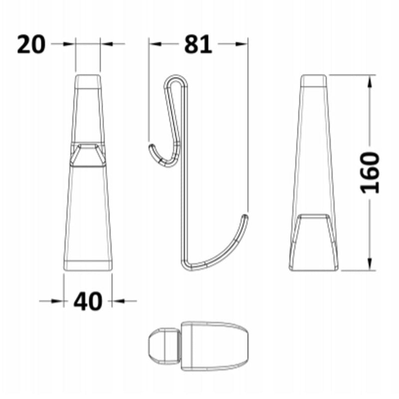 Nuie Wetroom Screen Robe Hook - Satin Black