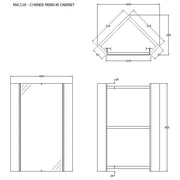 Nuie Mayford Cloakroom 459 x 295mm Corner Mirror Cabinet With 1 Door - White Gloss