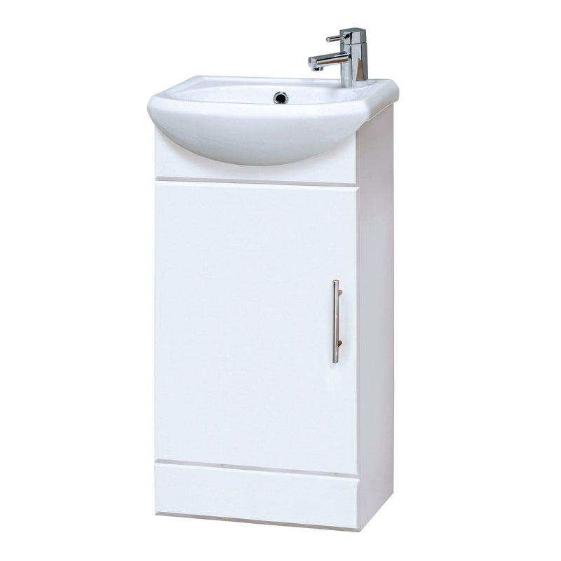 Layla 420mm Cloakroom Floor Standing Vanity Unit & Basin - Gloss White