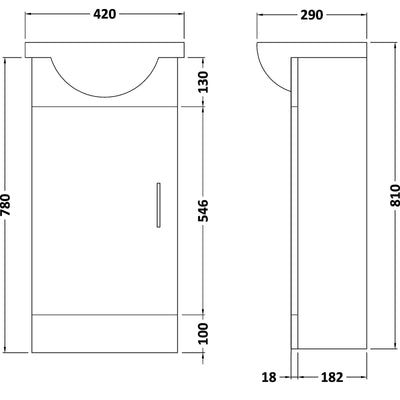 Layla 420mm Cloakroom Floor Standing Vanity Unit & Basin - Gloss White