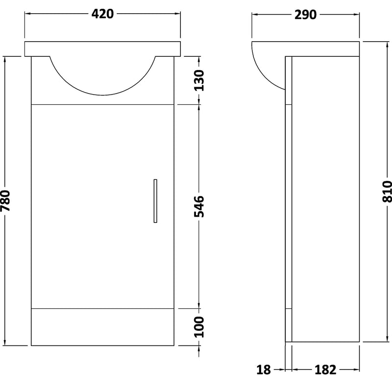 Layla 420mm Cloakroom Floor Standing Vanity Unit & Basin - Gloss White