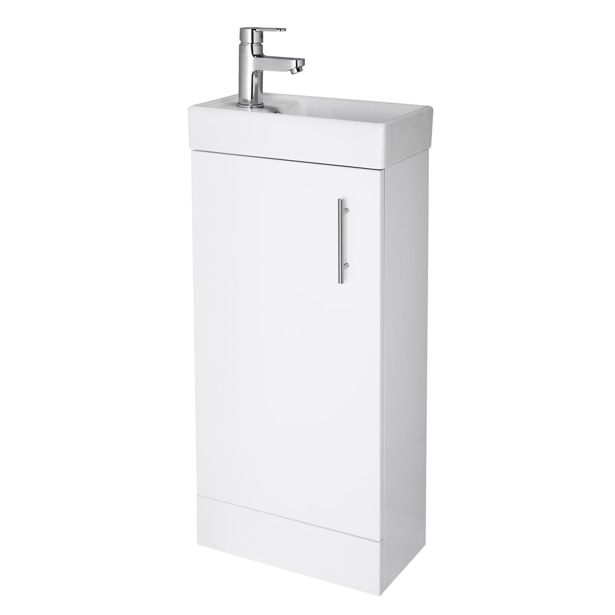 Jenson 400 x 222mm Floor Standing Cloakroom Vanity Unit & Ceramic Basin - Gloss White